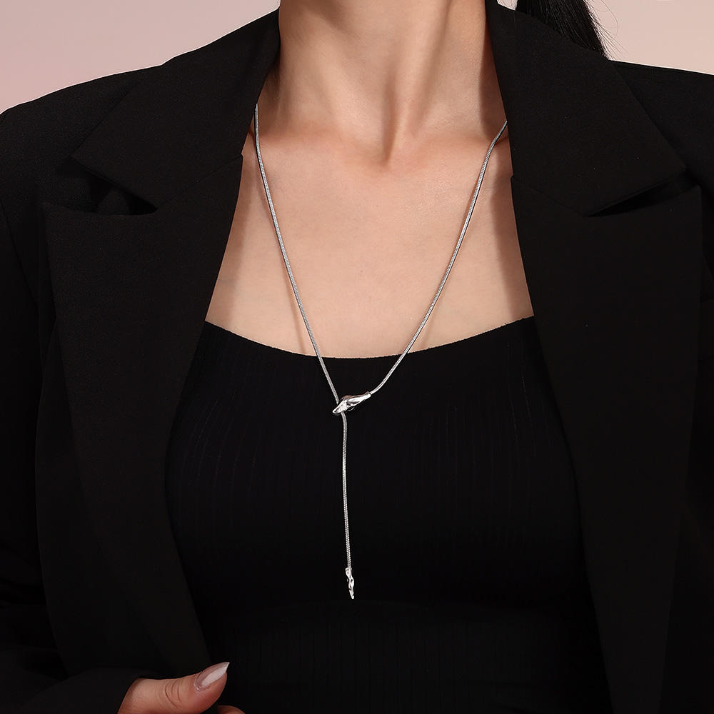 Green Eyes Snake Head Pendant Necklace (SILVER)