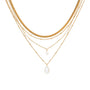 Vintage Layered Pearl Snake Chain Pendant Necklace (GOLD)