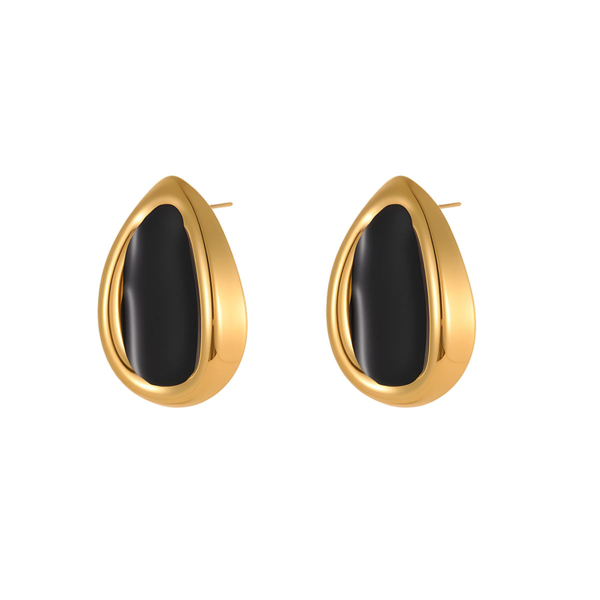 Oil Drip Earrings - Black (GOLD)