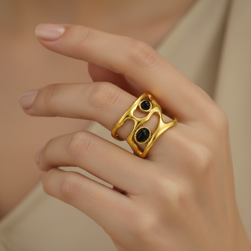 Model - Black Onyx Single Stone Ring