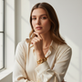 Model wearing Chunky Chain Bangle Bracelet