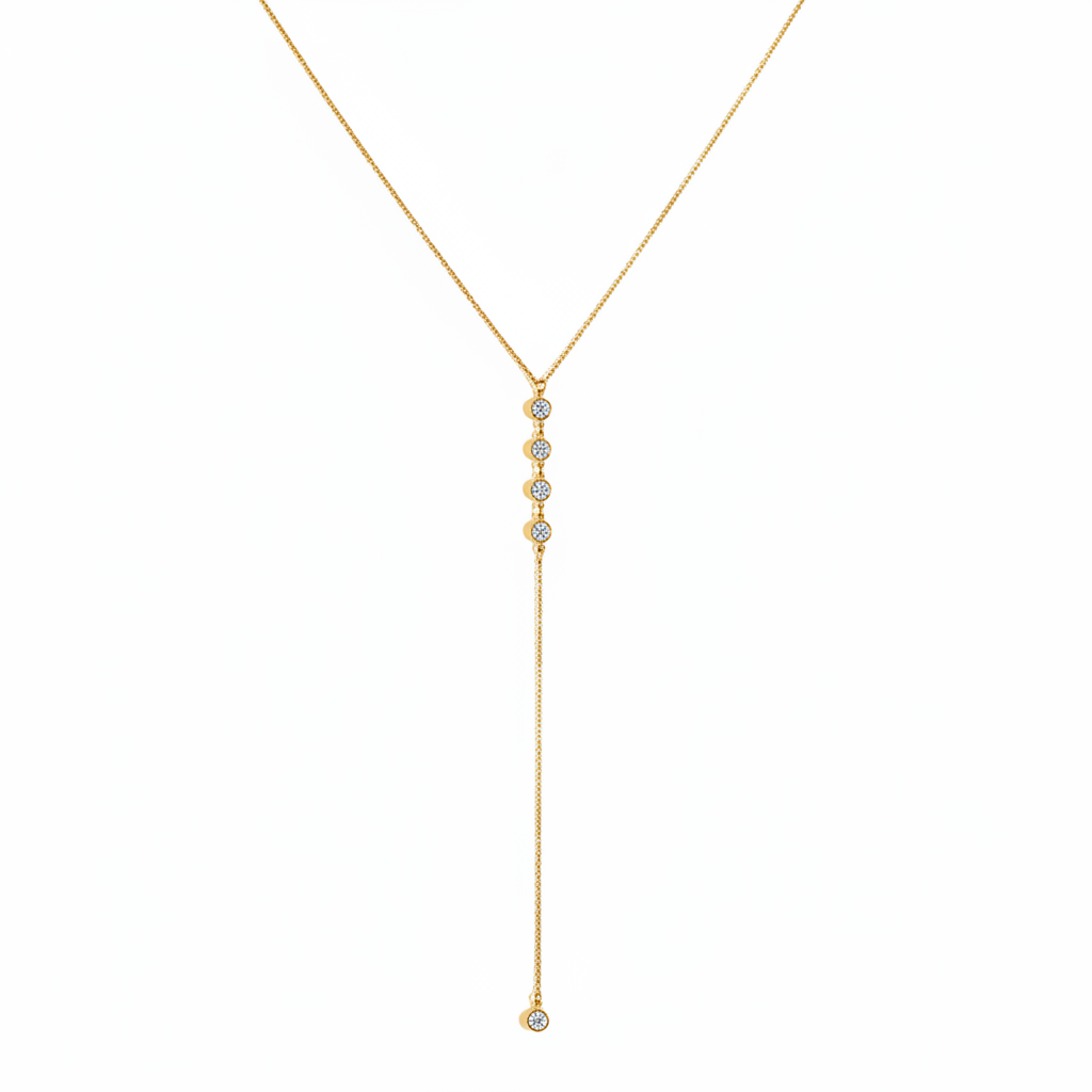 Zircon Long Pendant Necklace (GOLD)