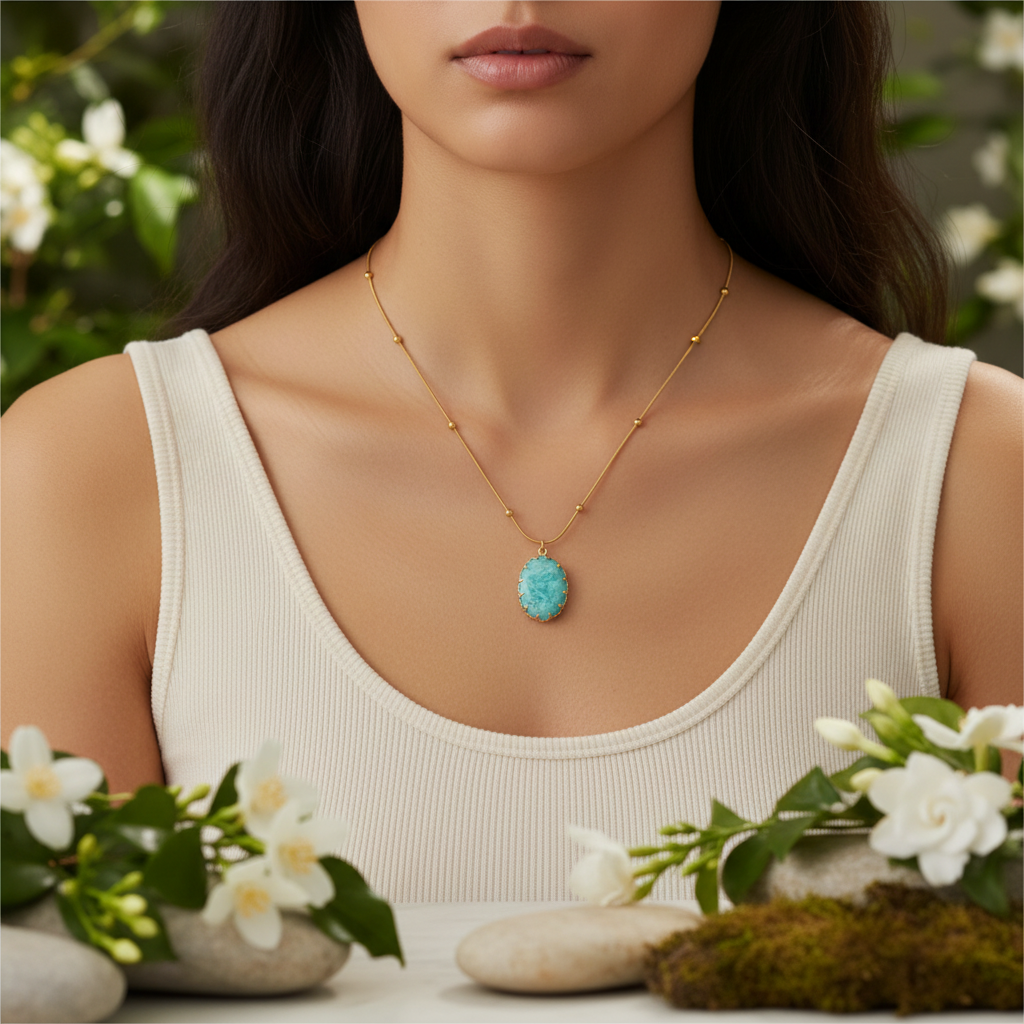 Outdoor nature-inspired necklace shot