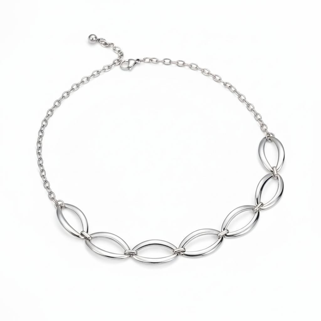 Oval Link Chain Necklace (Silver)