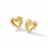 Pearl heart earrings on white background
