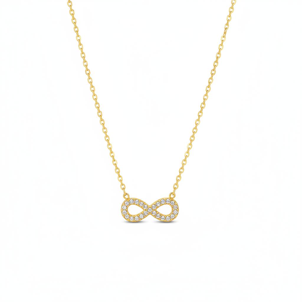Product shot - Gold infinity necklace without hanging chain