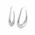 Silver Elongated Teardrop Hoop Earrings - White Background
