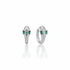 Silver snake earrings with emerald stones
