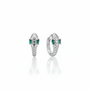Silver snake earrings with emerald stones