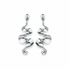 Silver spiral earrings on white background