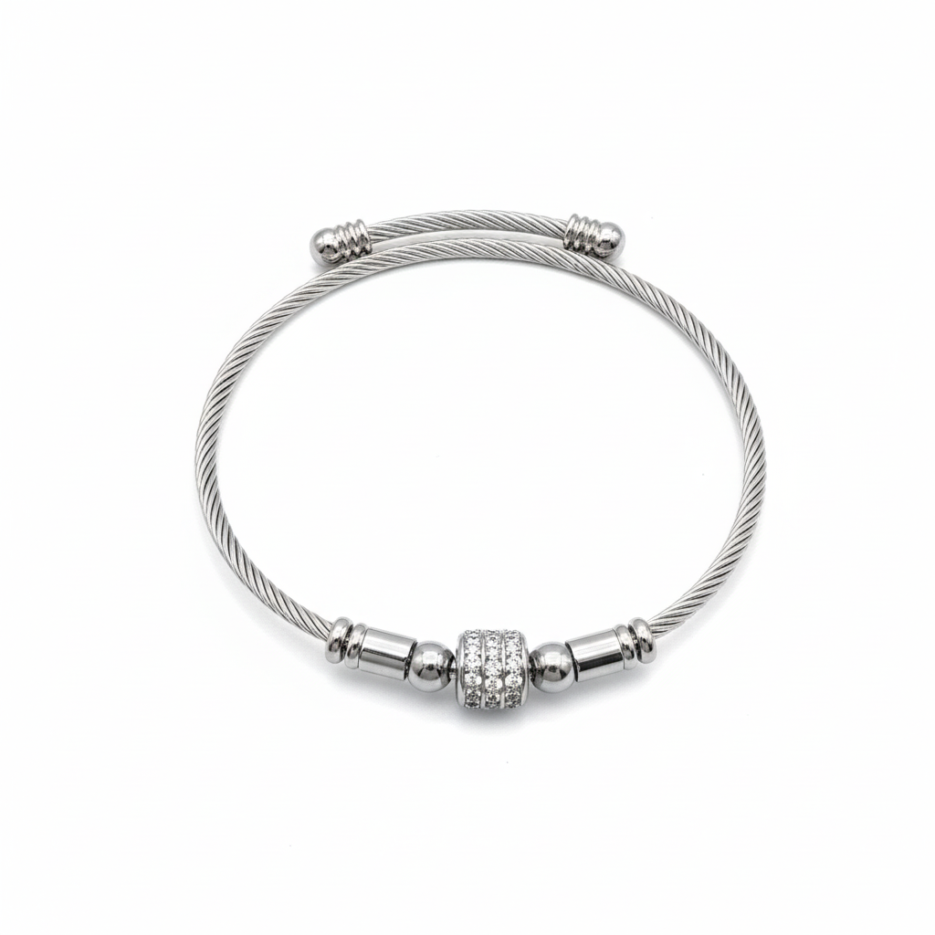 Silver Twisted Cable Bracelet Product Shot