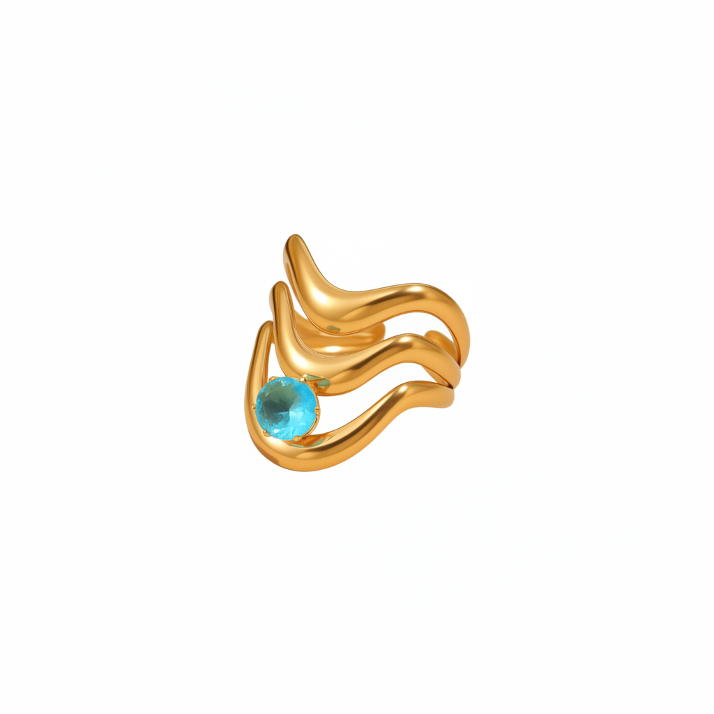 Wave Summer Ocean Blue Ring