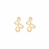 Wavy gold earrings on white background