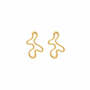 Wavy gold earrings on white background