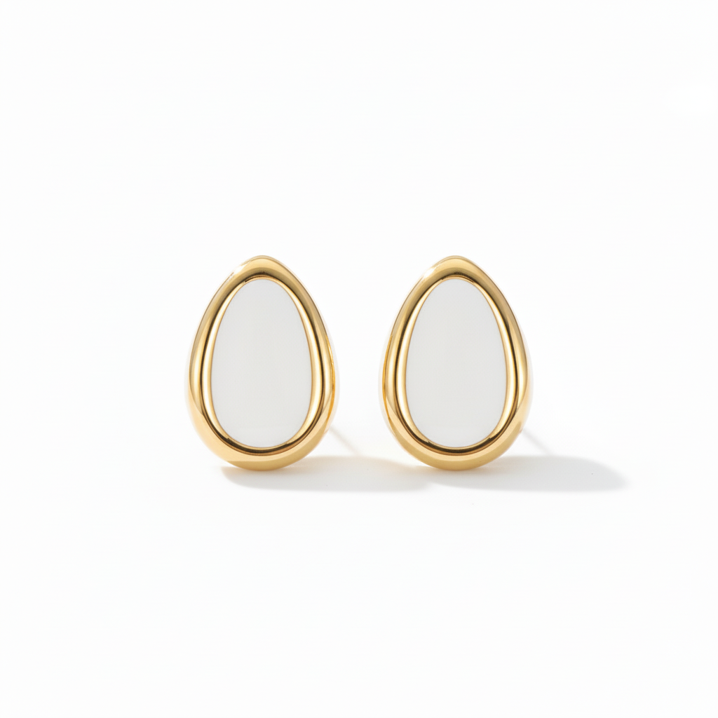 White and gold earrings